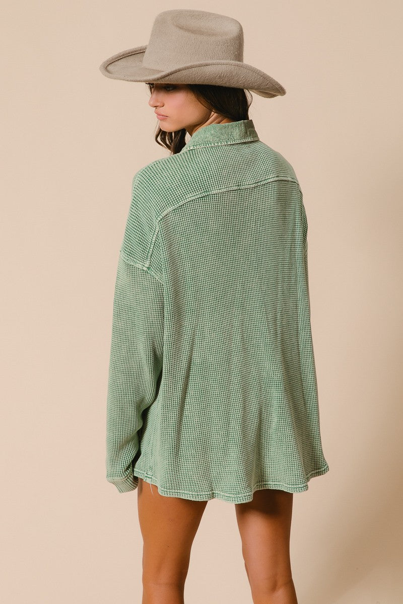 Mineral Washed Waffle Shacket