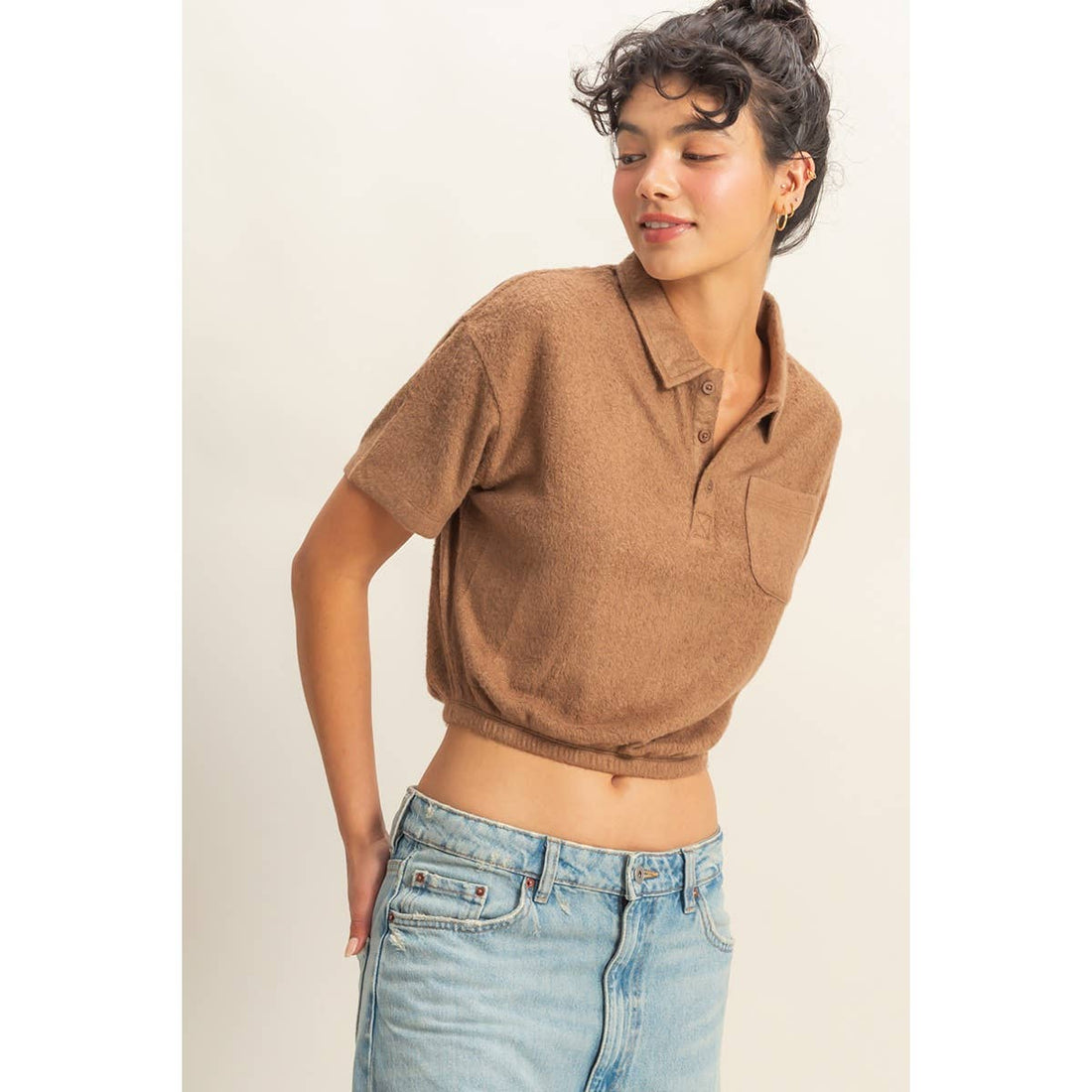 Collared Crop Top