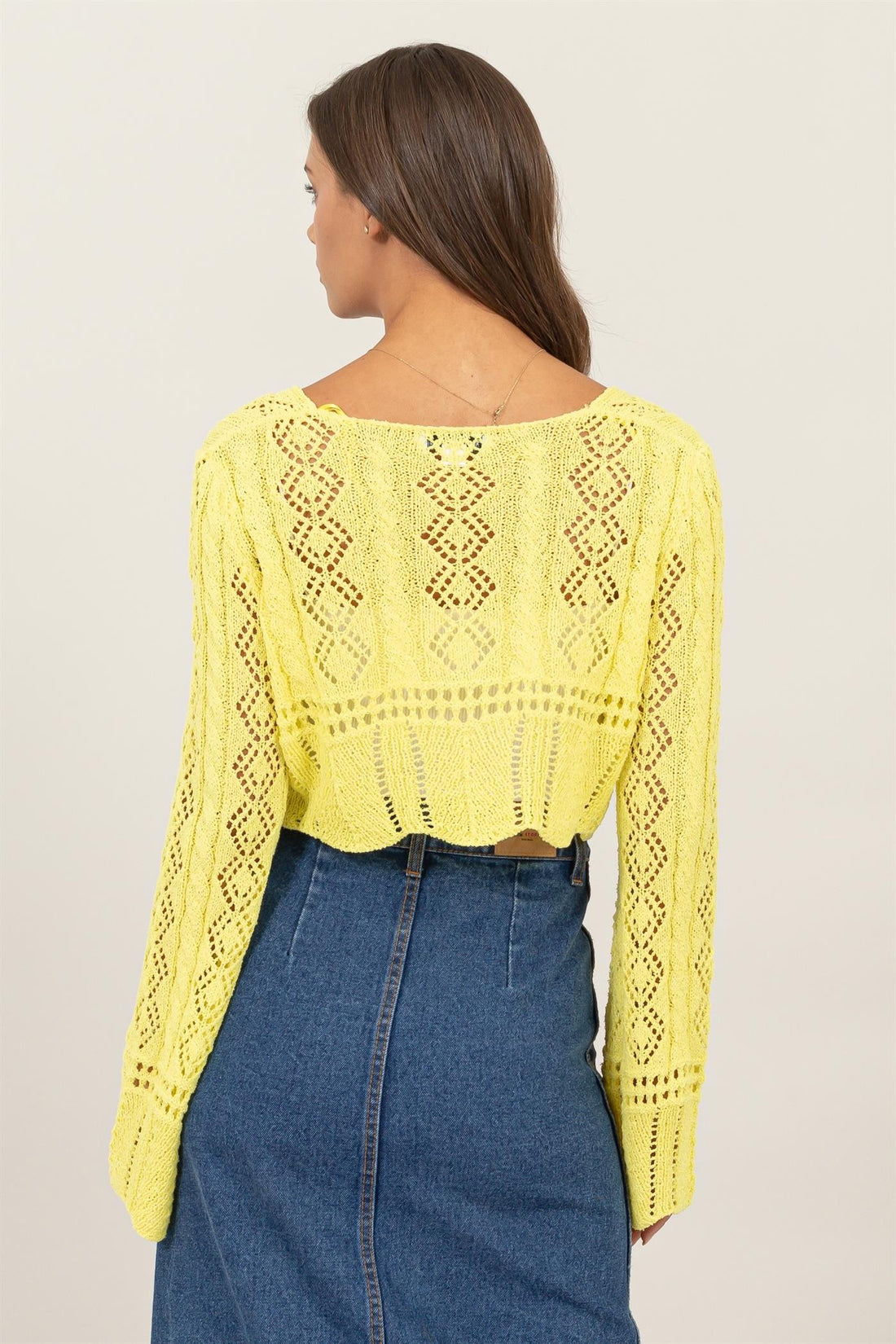 Pointelle Bell Sleeve Crop
