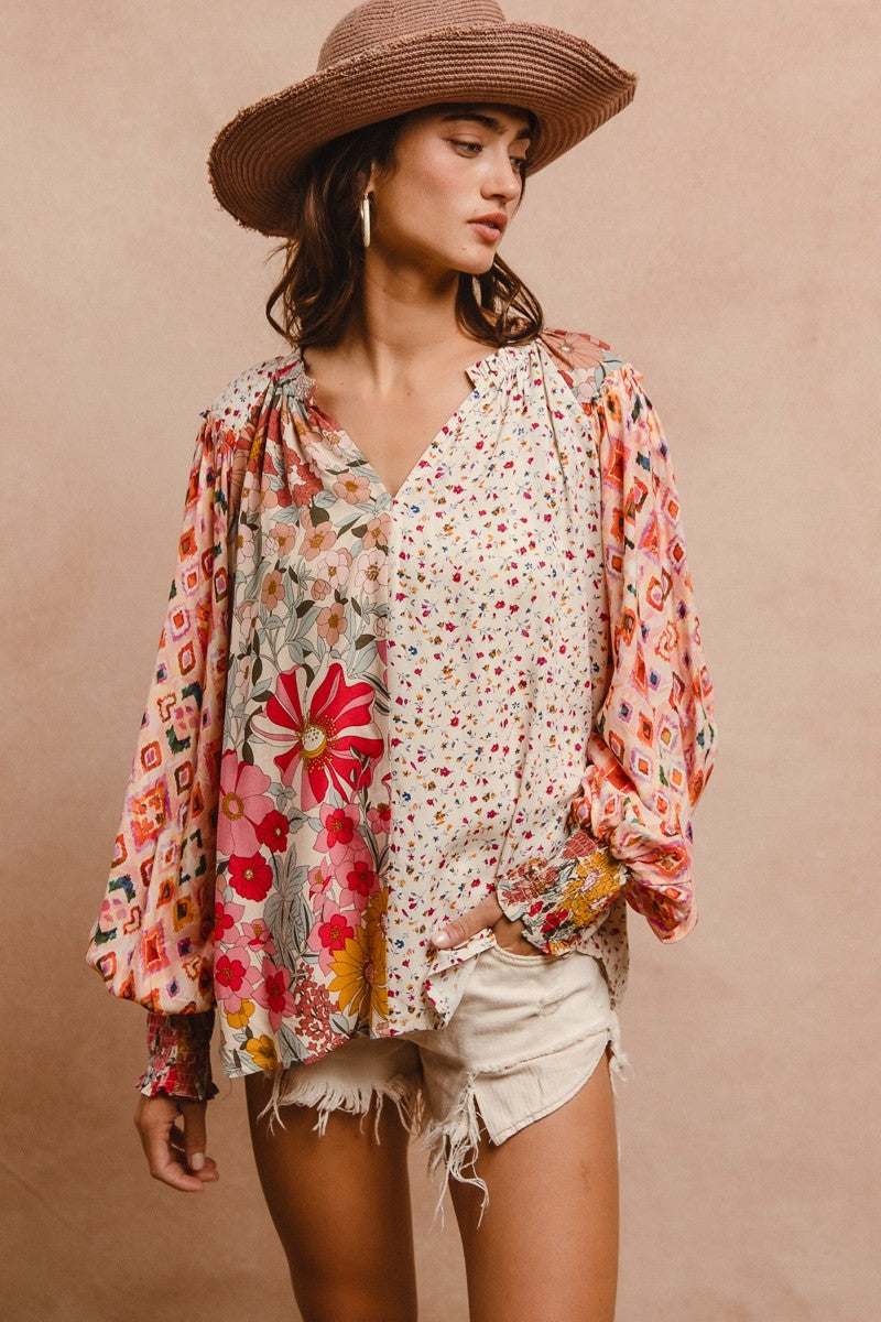 Floral Peasant Top