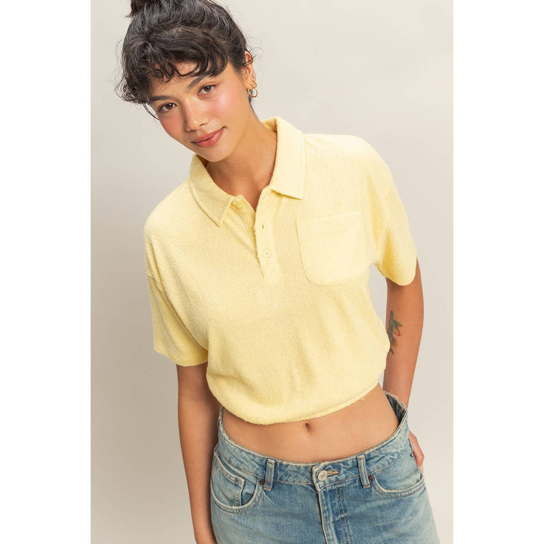 Collared Crop Top