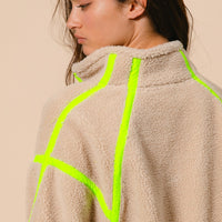 Contrast Half Zip Sherpa Jacket