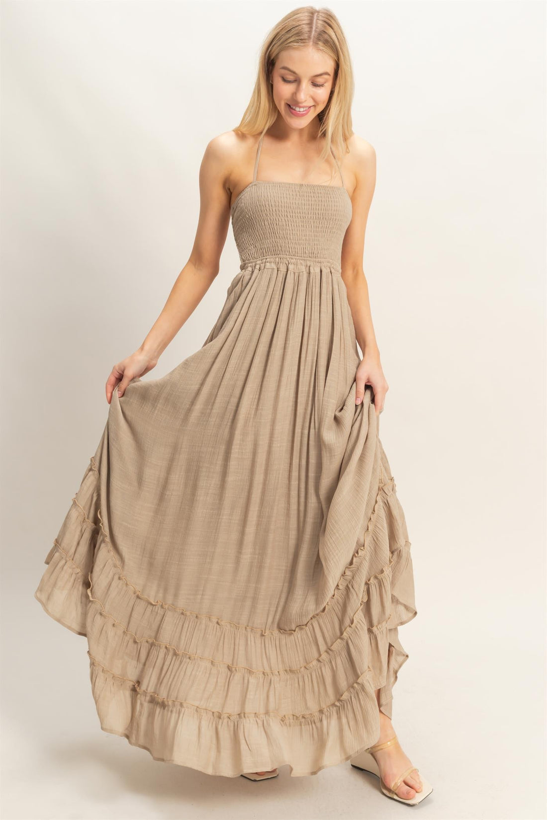 Smocked Halter Maxi