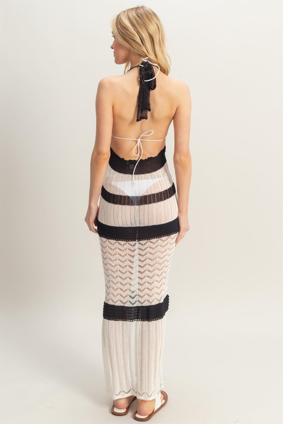 Crochet Striped Coverup Maxi