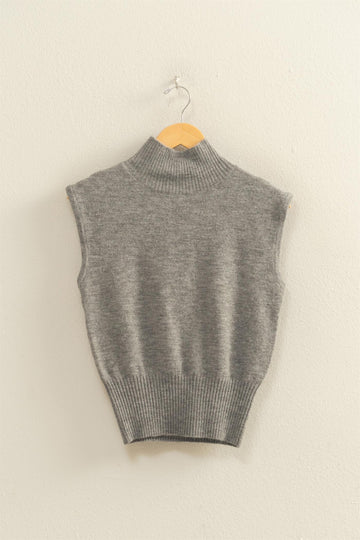 Sleeveless High Neck Knit Top