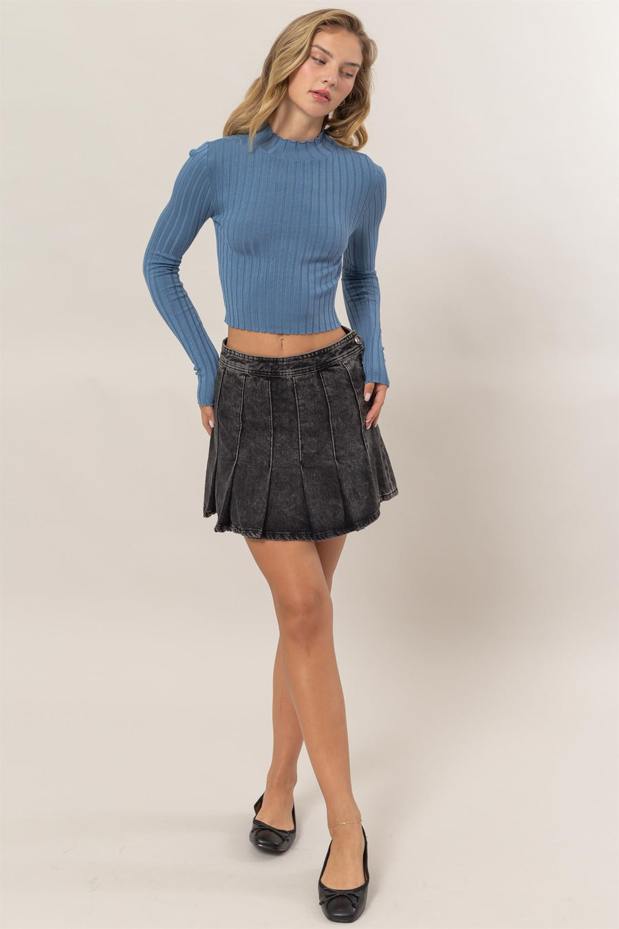 Ribbed Mock Neck Long Sleeve