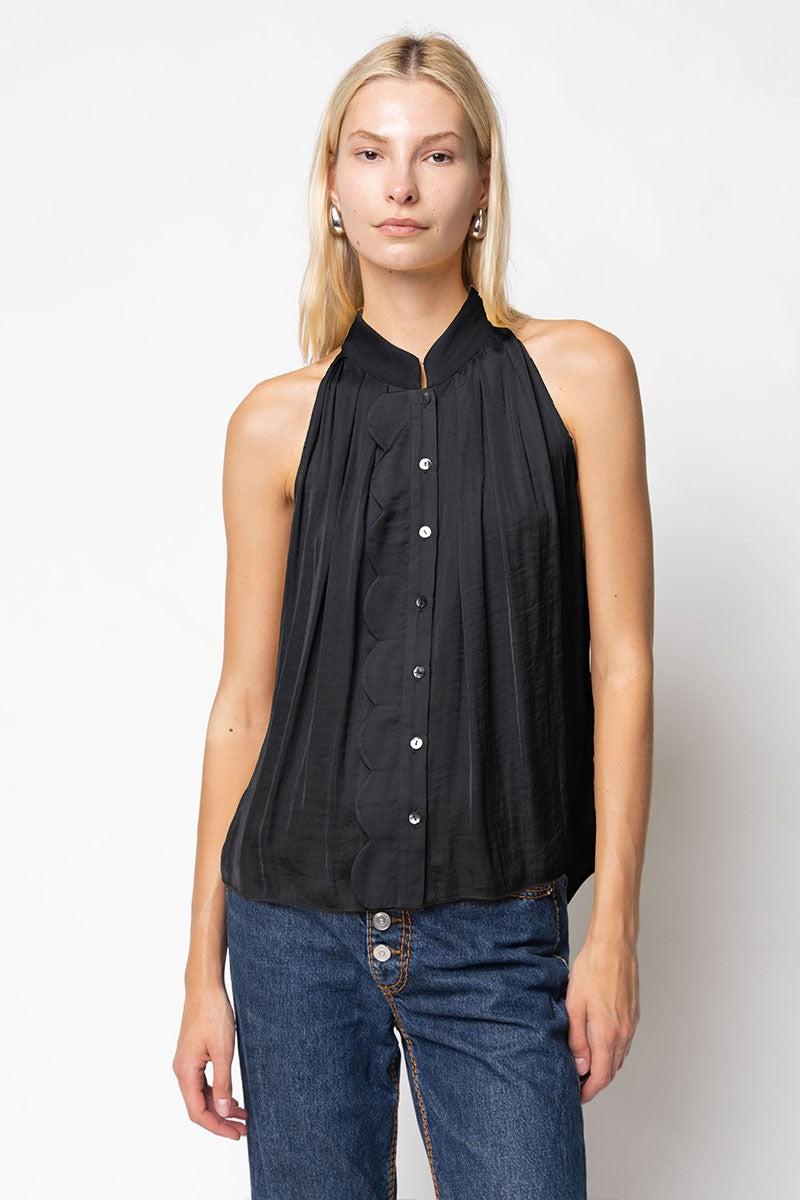 Scallop Button Up Blouse