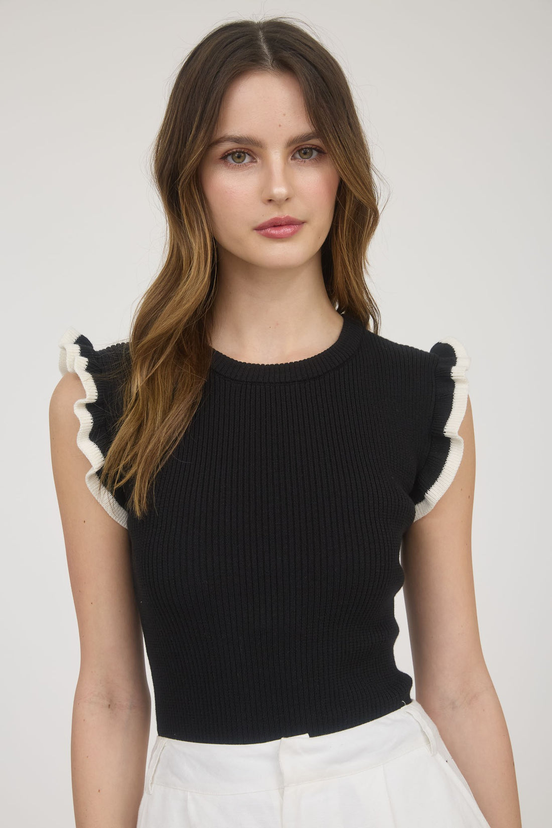 Knit Ruffle Sleeve Top
