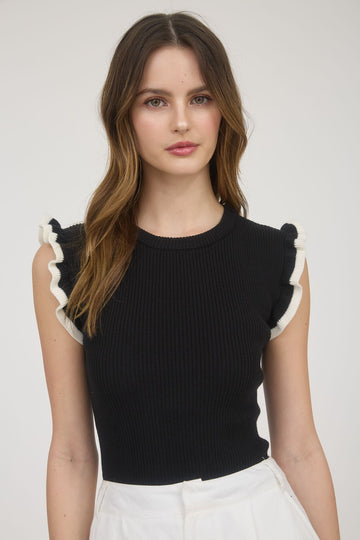 Knit Ruffle Sleeve Top