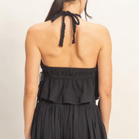 Textured Halter Tie Twist Top