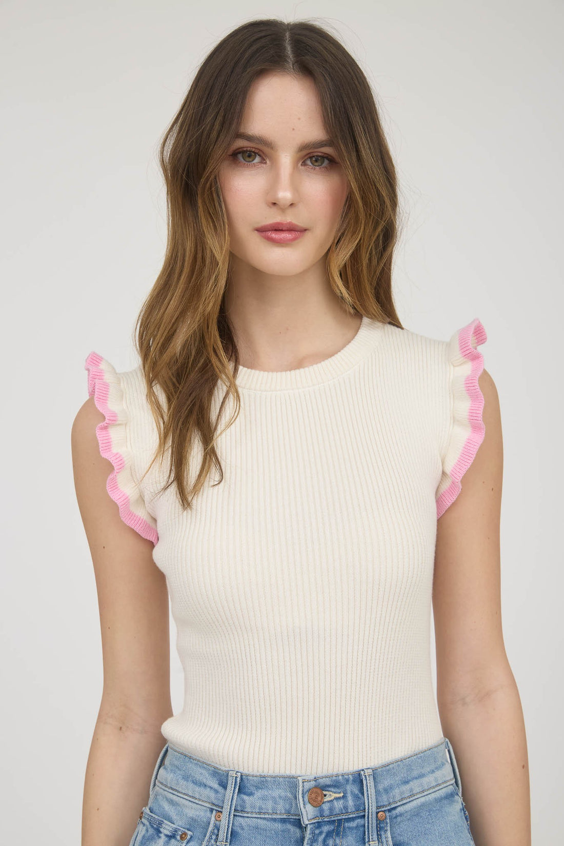Knit Ruffle Sleeve Top