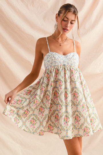 Mixed Floral Mini Dress