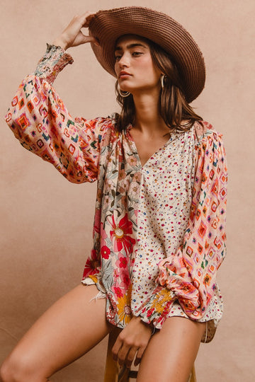 Floral Peasant Top