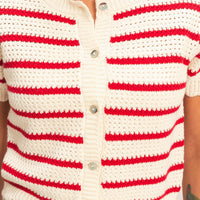 Striped Short Sleeve Cardigan
