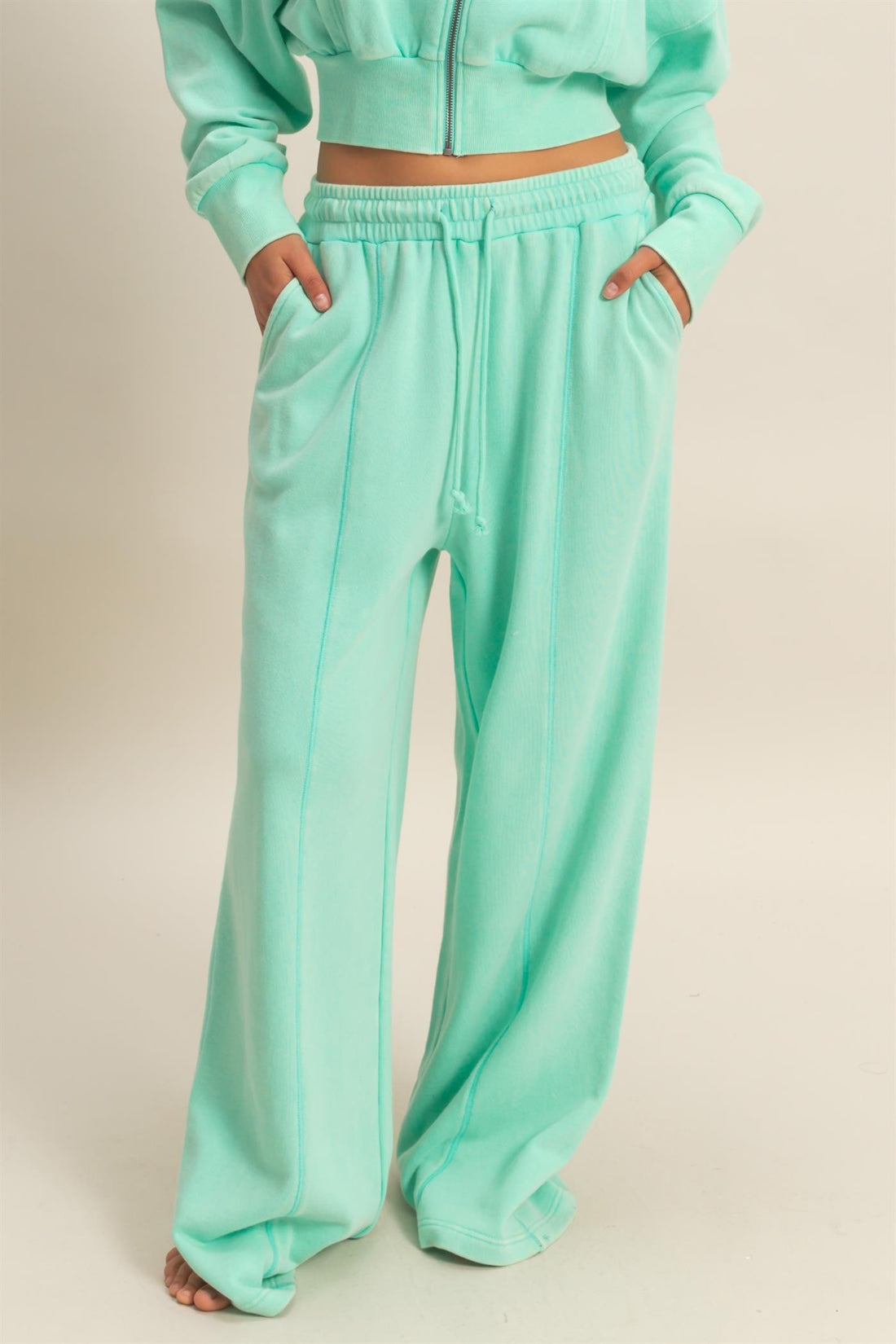 Acid Wash Wide-Leg Pants