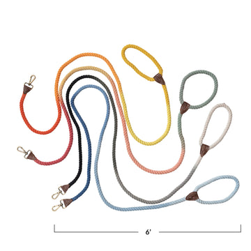 Cotton + Leather Dog Leash