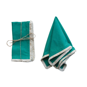 Teal + Gold Fringe Napkins