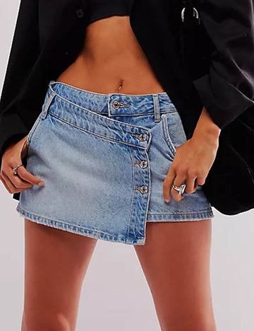 Asymmetrical Mini Denim Skirt