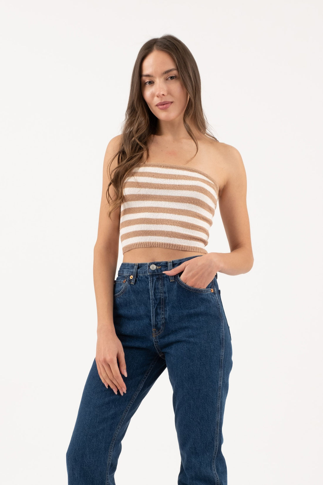 Striped Knit Tube Top