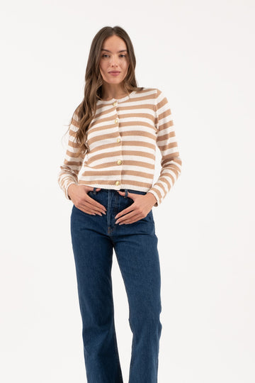 Striped Button-Down Cardigan