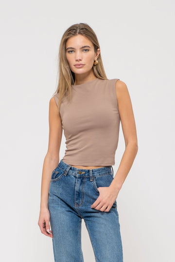 Mock Neck Sleeveless Crop