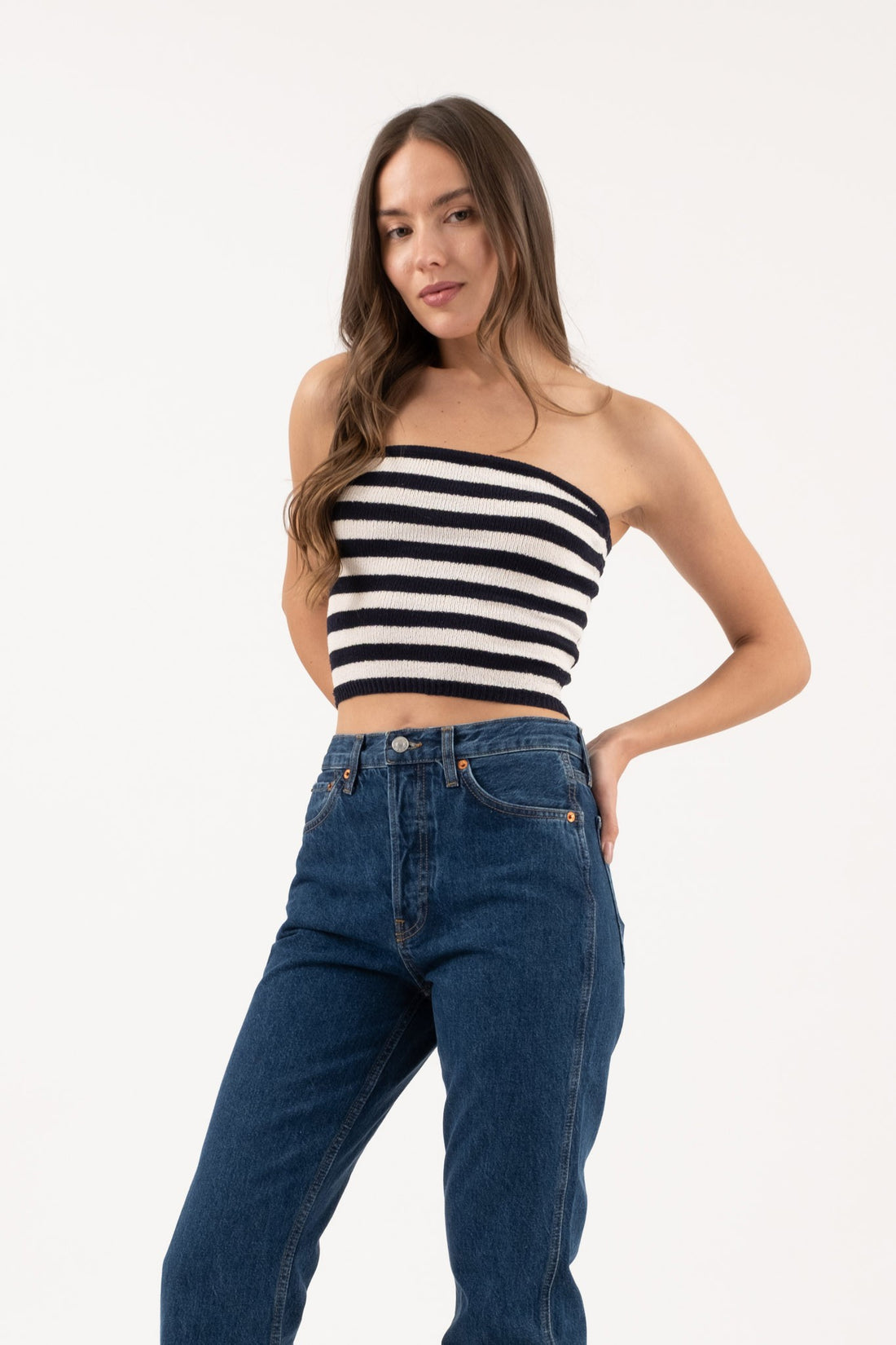 Striped Knit Tube Top