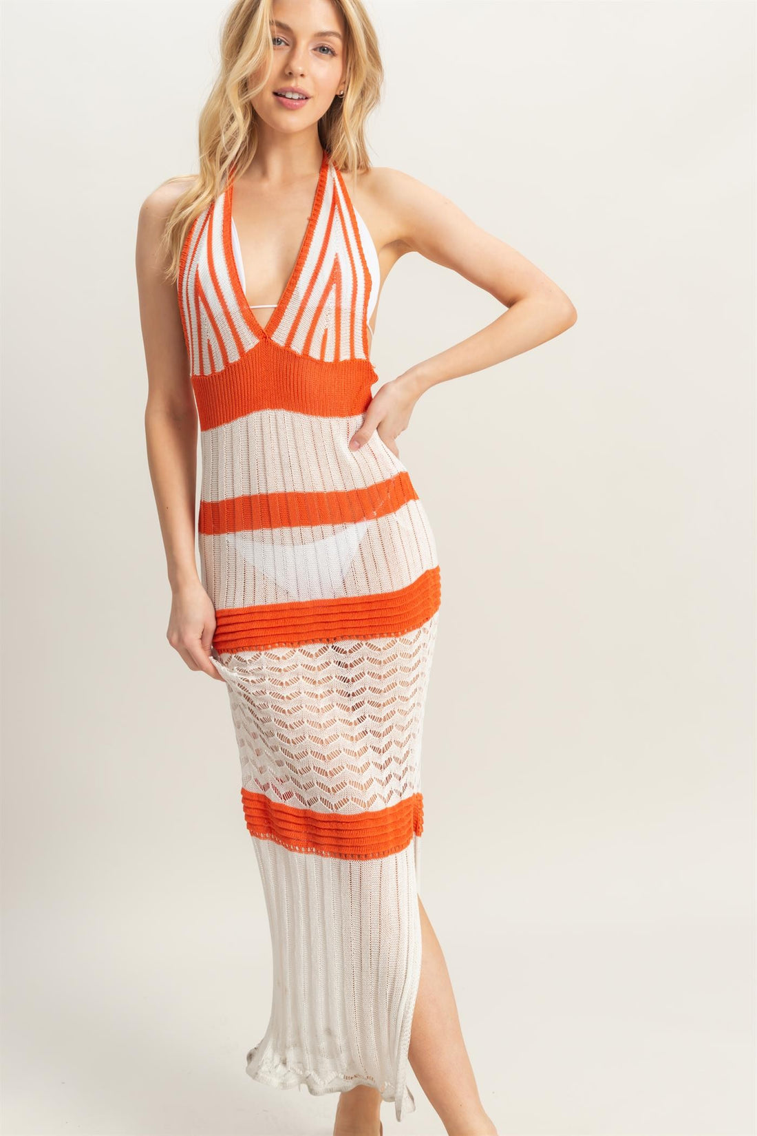 Crochet Striped Coverup Maxi