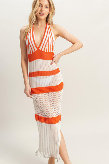 Crochet Striped Coverup Maxi