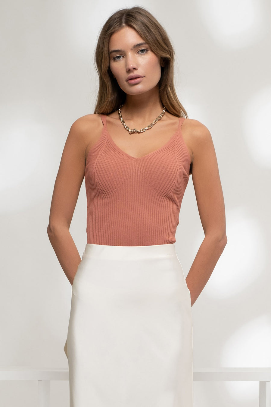 V-Neck Knit Tank Top