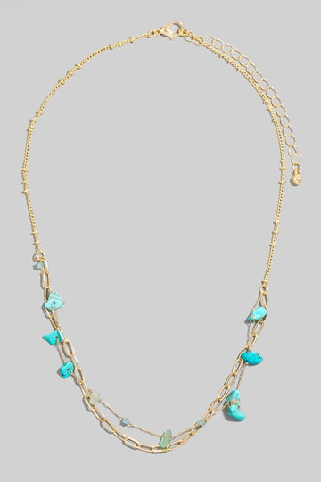 Teal Stones Layered Necklace