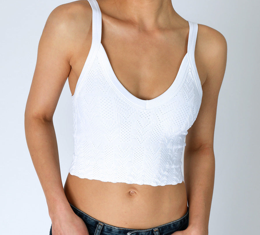Lace Textured V-Neck Crop